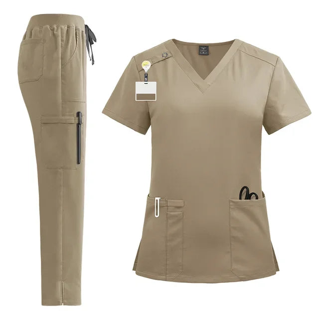 Uniforme d'Allaitement à Manches Courtes et Col en V pour Femme, Ensemble de Vêtements de Travail Médicaux Multicolores