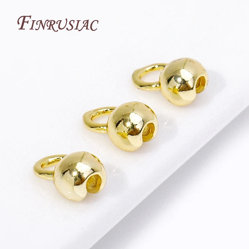 10/20 Pcs Clam Shell Bead Tip Ball Chain Connector DIY Bracelets Jewelry Making Supplies 18K Gold Plated Crimp End Bead Findings