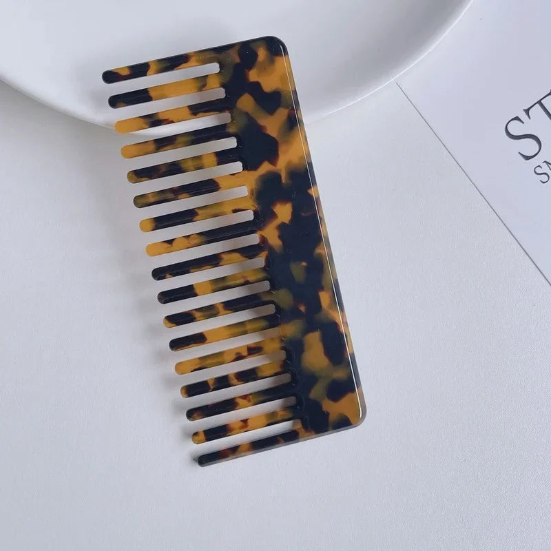 Wide Large Tooth Pocket Hair Comb Acetate Tortoise Shell Anti-static Handmade Marble Leopard Print Hairdressing Combs