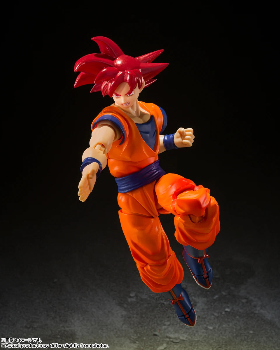 Original Dragon Ball Z S.H.Figuarts SUPER SAIYAN GOD SON GOKU Anime Toys GOD OF VIRUTE PVC SHF Action Figure Collector Doll 16CM