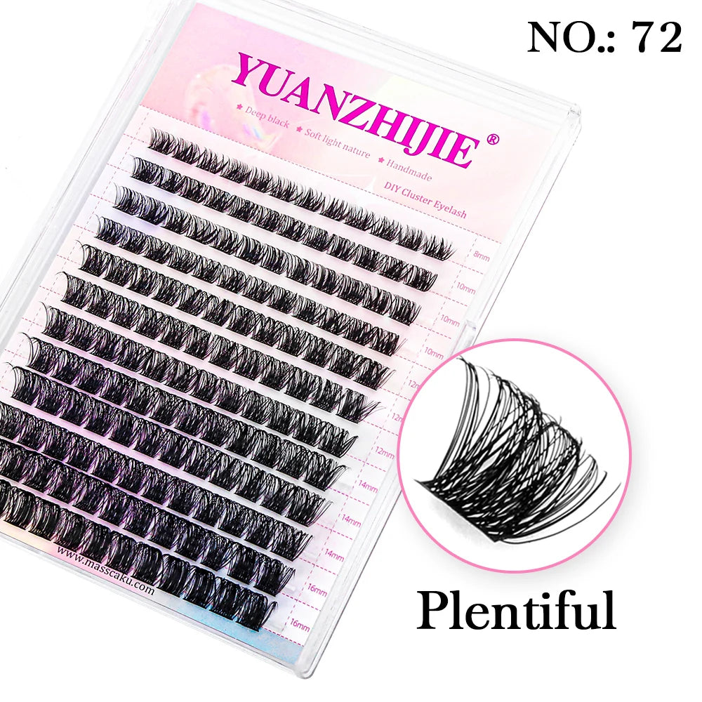 High Quality YUANZHIJIE Lightweight Heat Bonded Segmented Lashes 8-16mm Mix Size 3D Effect Long-lasting Clusters Eyelash Trays