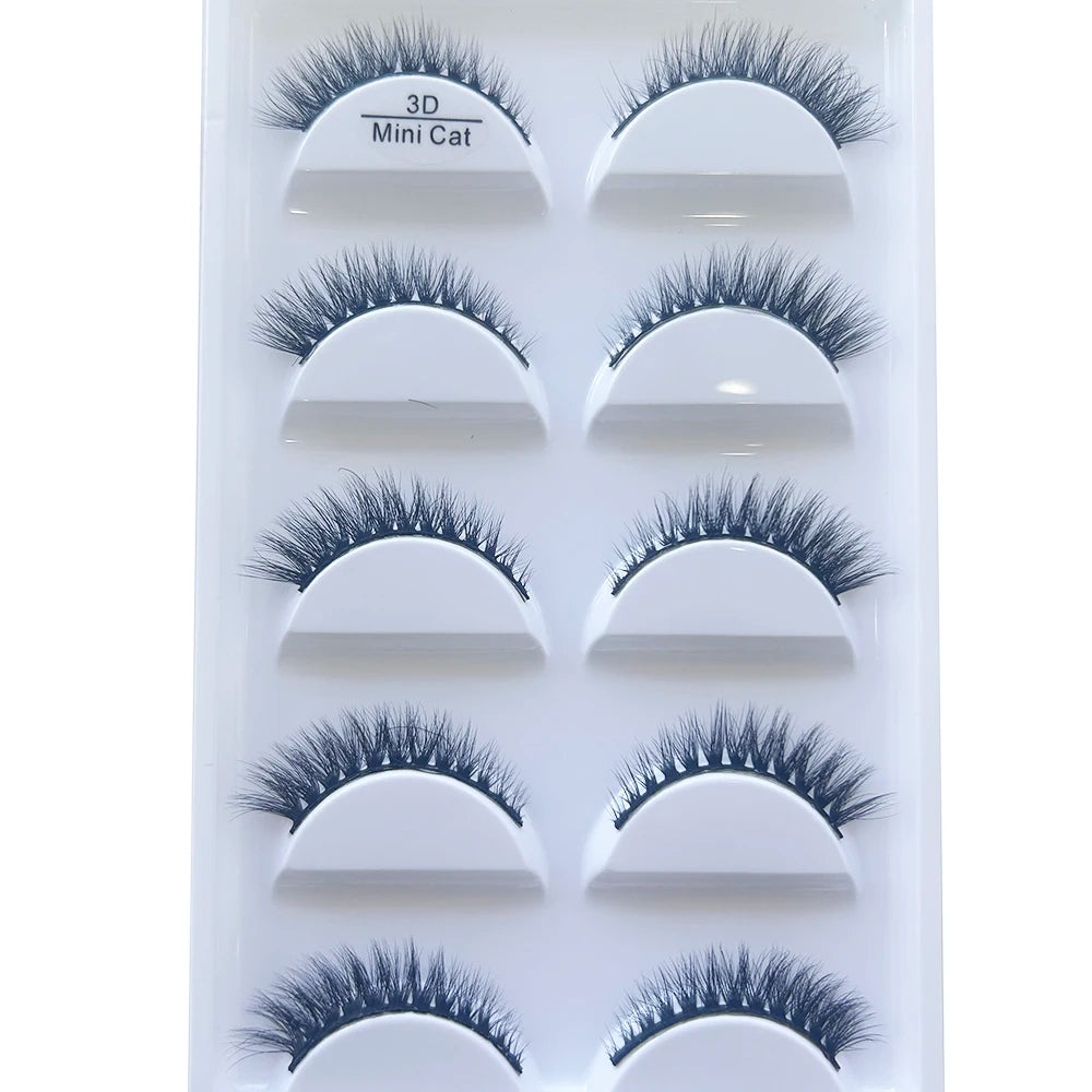 5 Pairs 3D Natural False Eyelashes Makeup Mink Eyelash Fake Eye Lashes Faux Cils Make Up Beauty Maquillaje Tools H13 Mini Cat