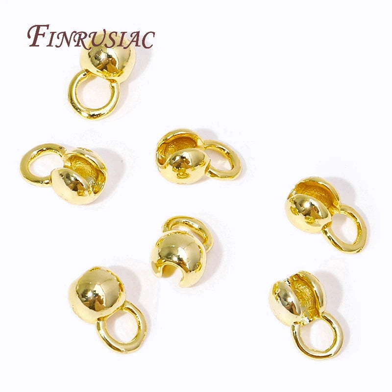 10/20 Pcs Clam Shell Bead Tip Ball Chain Connector DIY Bracelets Jewelry Making Supplies 18K Gold Plated Crimp End Bead Findings