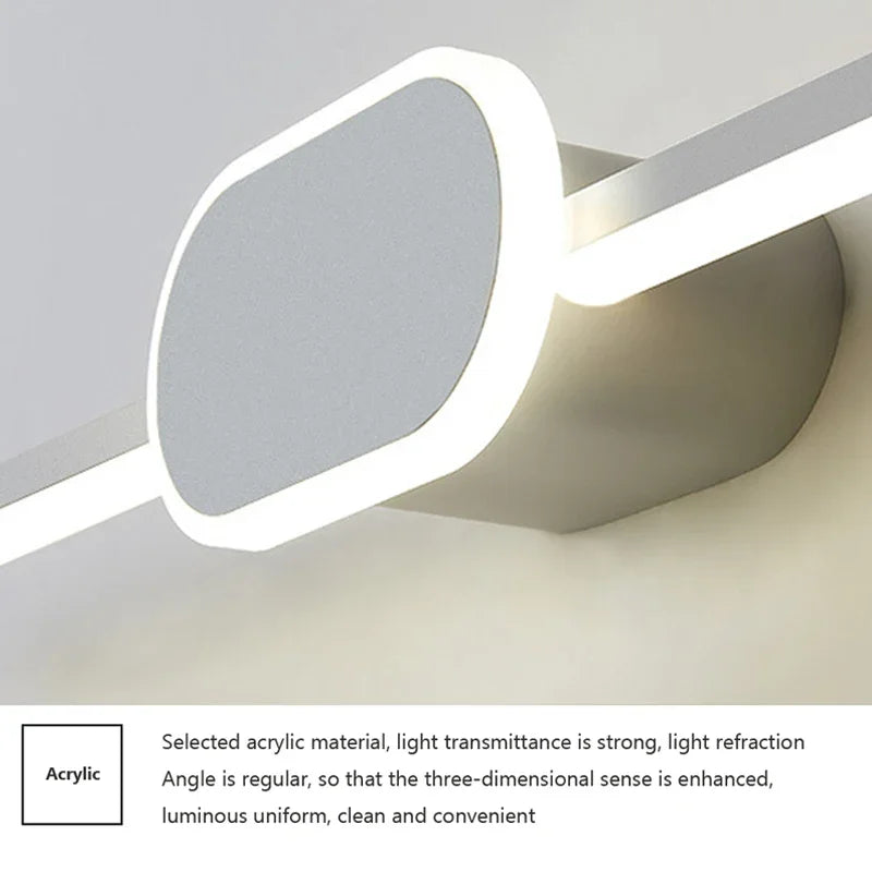 Modern Bathroom Wall Lamp Black White Aluminum LED Strip Bathroom Mirror Lamp Bathroom Bath Lamp Mirror LED Light Make Up Light