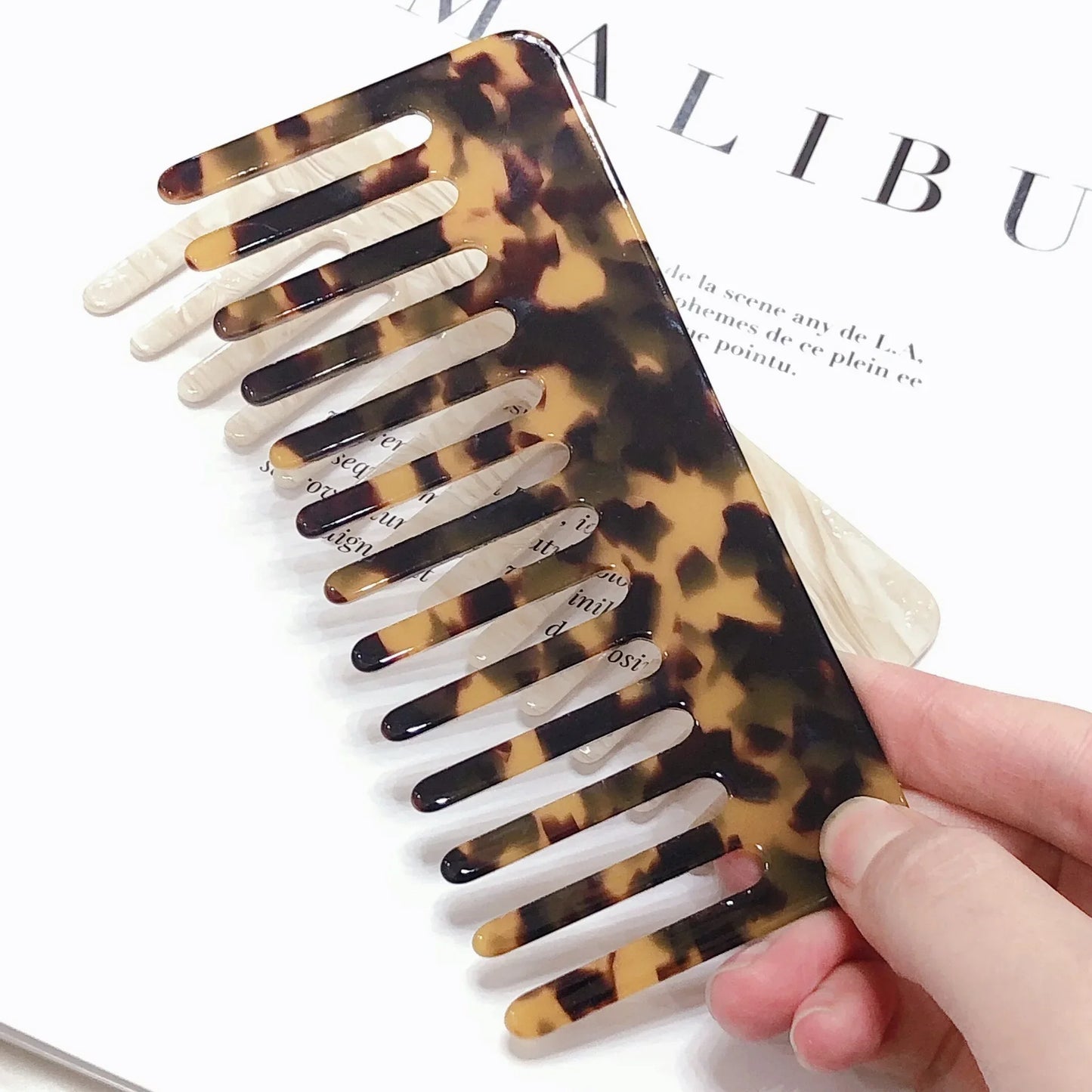 Small Colored Acetate Combs Anti-static Marble Leopard Hair Comb Hair for Women Girls Styling Tools Headdress Head Massage Brush