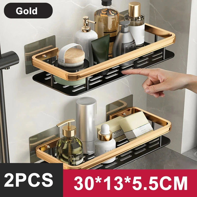 Bathroom Shelf Kitchen Storage Organizer Aluminum Alloy Shampoo Rack Shower Shelf Bathroom Accessories No Drill Shelf