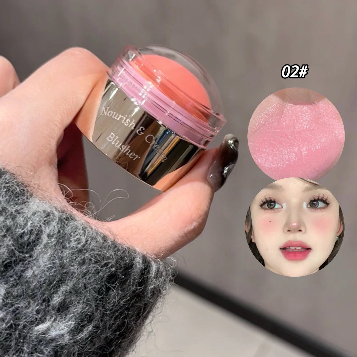 Creamy Purple Blush Stick Soft Face Blusher Cream Korean Make Up Peach Pink Cheek Tint Brightening Contouring Shadow Cosmetics