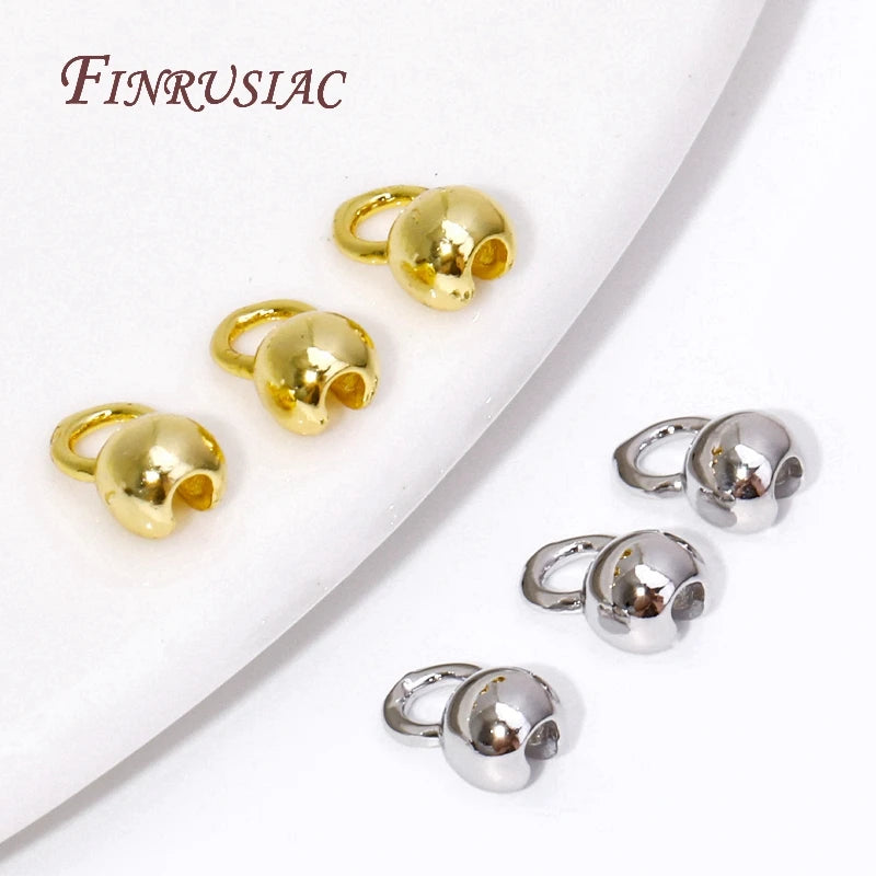 10/20 Pcs Clam Shell Bead Tip Ball Chain Connector DIY Bracelets Jewelry Making Supplies 18K Gold Plated Crimp End Bead Findings