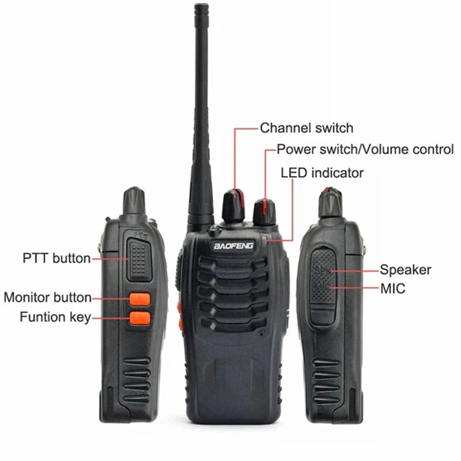 2Pcs/lot Baofeng BF-888S Walkie Talkie Frequency Long Range Portable UHF Ham Two Way Radio Receiver Transmitter Transceiver