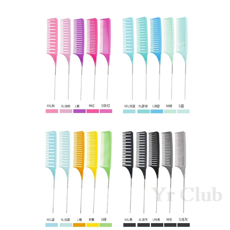 5Pcs/Set Hairbrush Highlight Dyeing Comb Hairstylist Dye  Hair Pointed Combs Hair Salon Hairdressing Brush Styling Tools Y0606