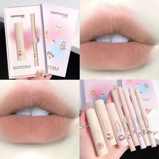 Matte Lip Mud Lip Liner Pencil Gift Box Makeup Set Lip Glaze Cream Waterproof Lips Lipstick Pen Lasting Korea Make Up Cosmetics