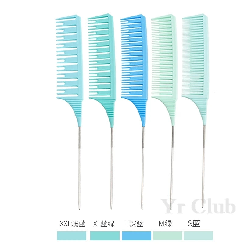 5Pcs/Set Hairbrush Highlight Dyeing Comb Hairstylist Dye  Hair Pointed Combs Hair Salon Hairdressing Brush Styling Tools Y0606