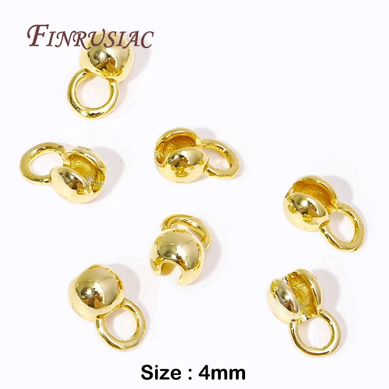 10/20 Pcs Clam Shell Bead Tip Ball Chain Connector DIY Bracelets Jewelry Making Supplies 18K Gold Plated Crimp End Bead Findings