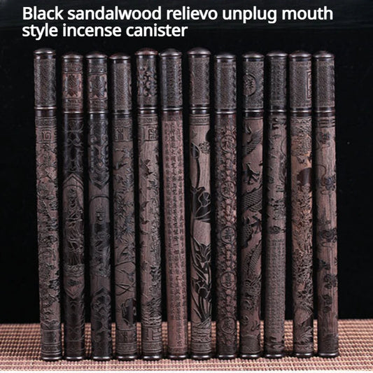 Black Sandalwood Incense Canister Relievo Unplug Mouth Style Agarwood/sandalwood Joss Stick Tube Domestic Incense Appliances