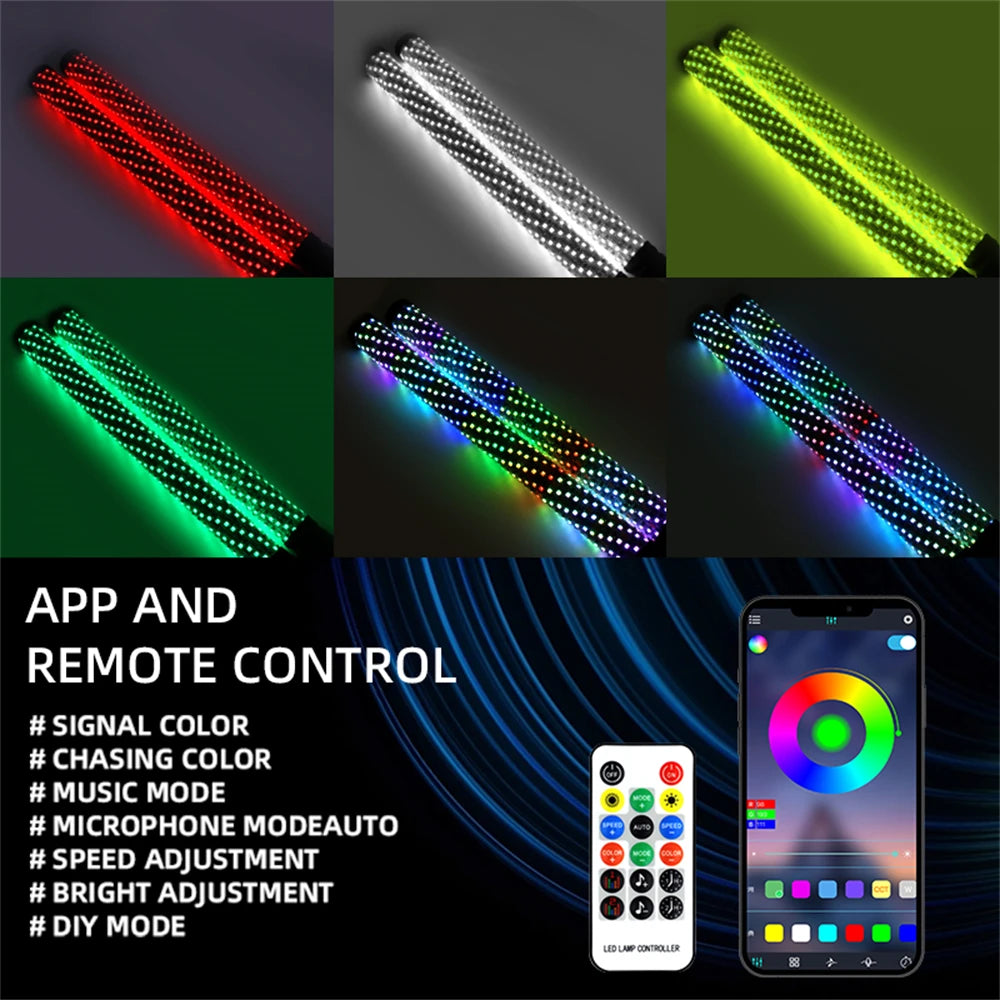 2FT RGB LED Antenna For RZR with Flag LED Whip Lights App & Remote Control Spiral Lights Off-road and UTV Accessories