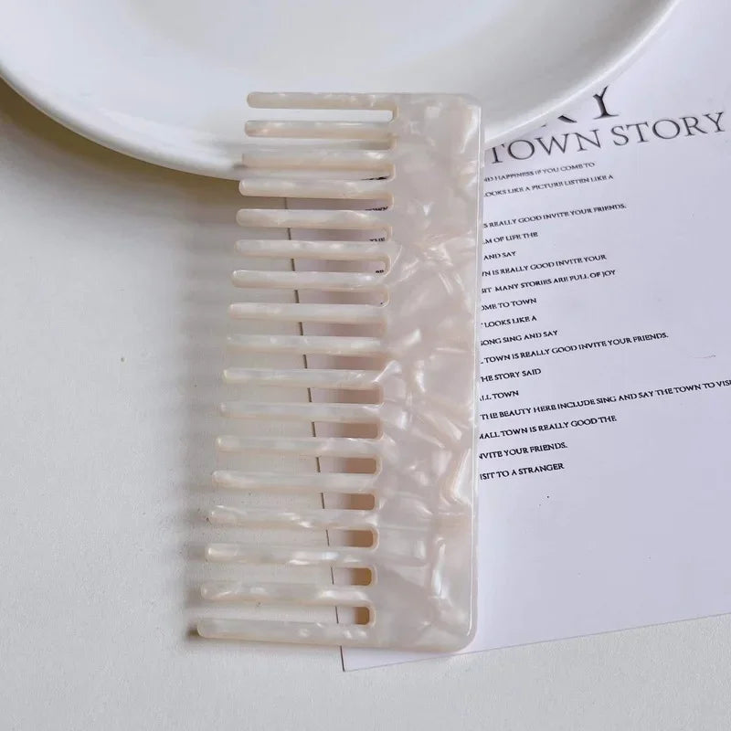 Wide Large Tooth Pocket Hair Comb Acetate Tortoise Shell Anti-static Handmade Marble Leopard Print Hairdressing Combs