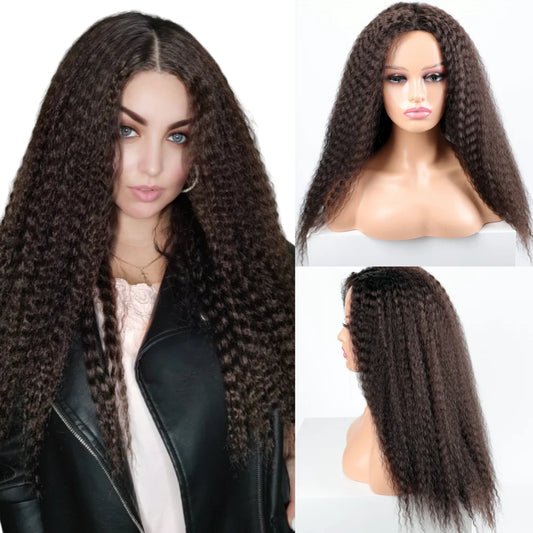 Long Puffy Kinky Curly Synthetic Wigs for Women Black Brown Blonde Synthetic Curly Hair Wigs 20 Inch Curly Synthetic Hair Wigs