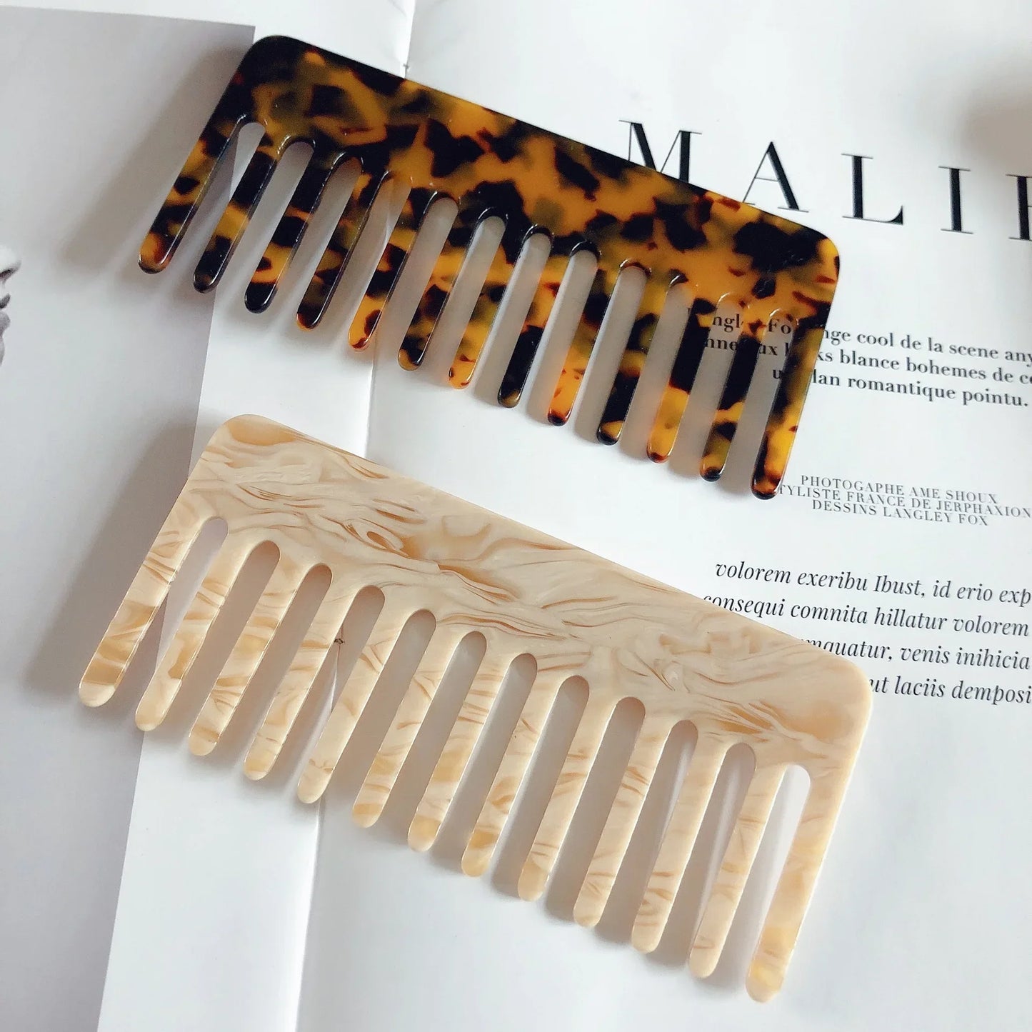 Small Colored Acetate Combs Anti-static Marble Leopard Hair Comb Hair for Women Girls Styling Tools Headdress Head Massage Brush