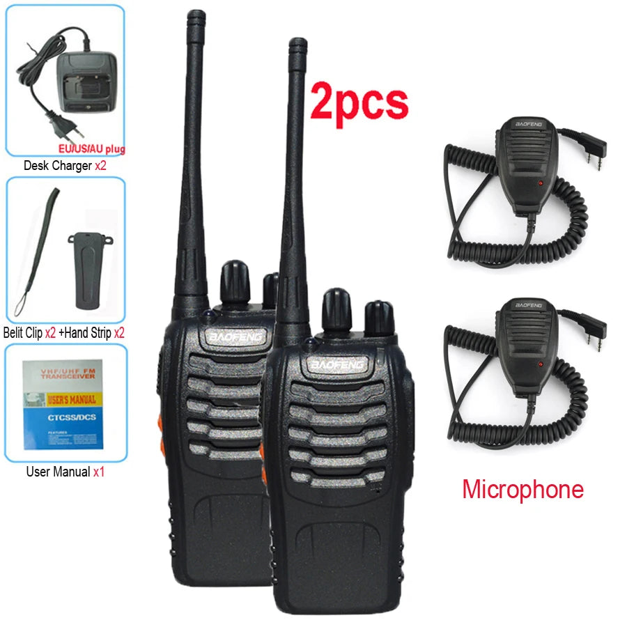 2Pcs/lot Baofeng BF-888S Walkie Talkie Frequency Long Range Portable UHF Ham Two Way Radio Receiver Transmitter Transceiver