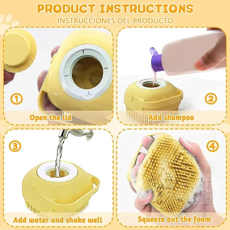 Dog Bath Brush Silicone Pet Shampoo Brush Soap Dog Scrubber Cat Massage Grooming Wash Comb Soft Rubber Puppy Clean Brush