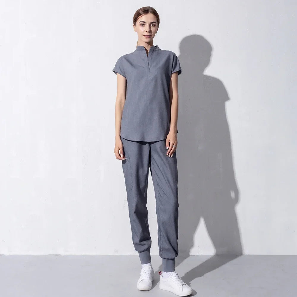 Fashion Women Workwear Scrub Tops+pant Medical Uniform Surgery Scrubs Shirt Short Sleeve Pet Shop Doctor Nurse Nursing Uniform