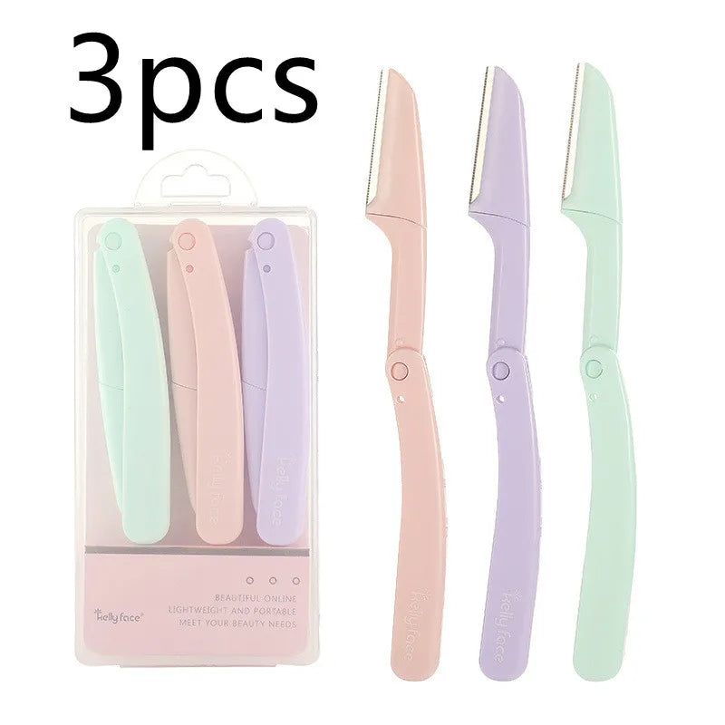 3 Pcs/set Eyebrow Trimmer Facial Hair Removal Safety Sharp Blade Portable Foldable  Eye Brow Trimmer Women Beauty Make Up Tools