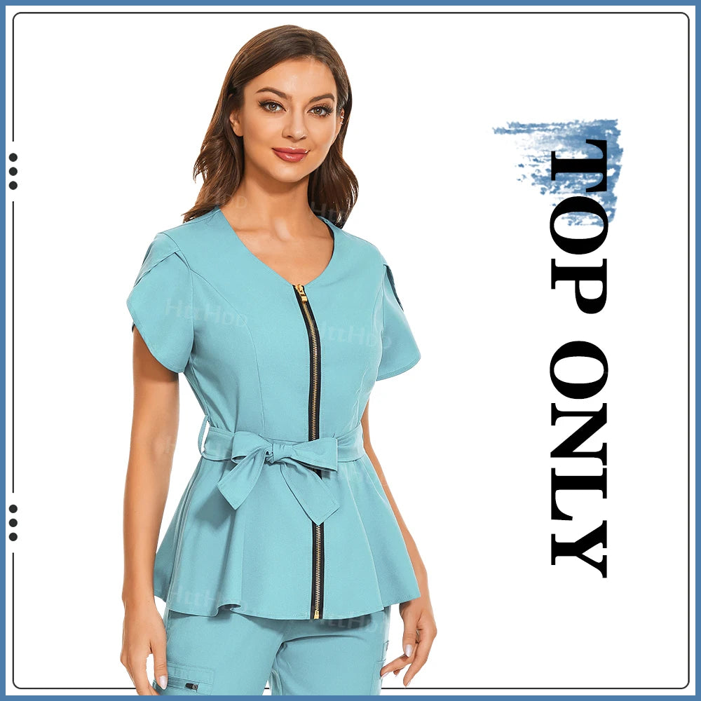 Beauty Spa Uniforms Fashionable Short Sleeved Shirt High Quality Medical Scrubs Women Veterinary Uniform Top Soft Nursing Jacket