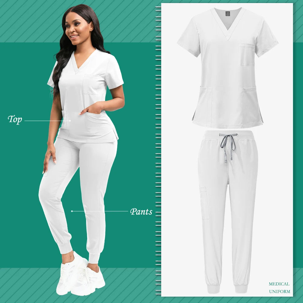 New Nurse Uniform for Women Nursing Solid Surgical Gown High-quality Doctor Scrub Sets Unisex Hospital Work Wear Wholesale Price