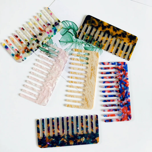 Small Colored Acetate Combs Anti-static Marble Leopard Hair Comb Hair for Women Girls Styling Tools Headdress Head Massage Brush