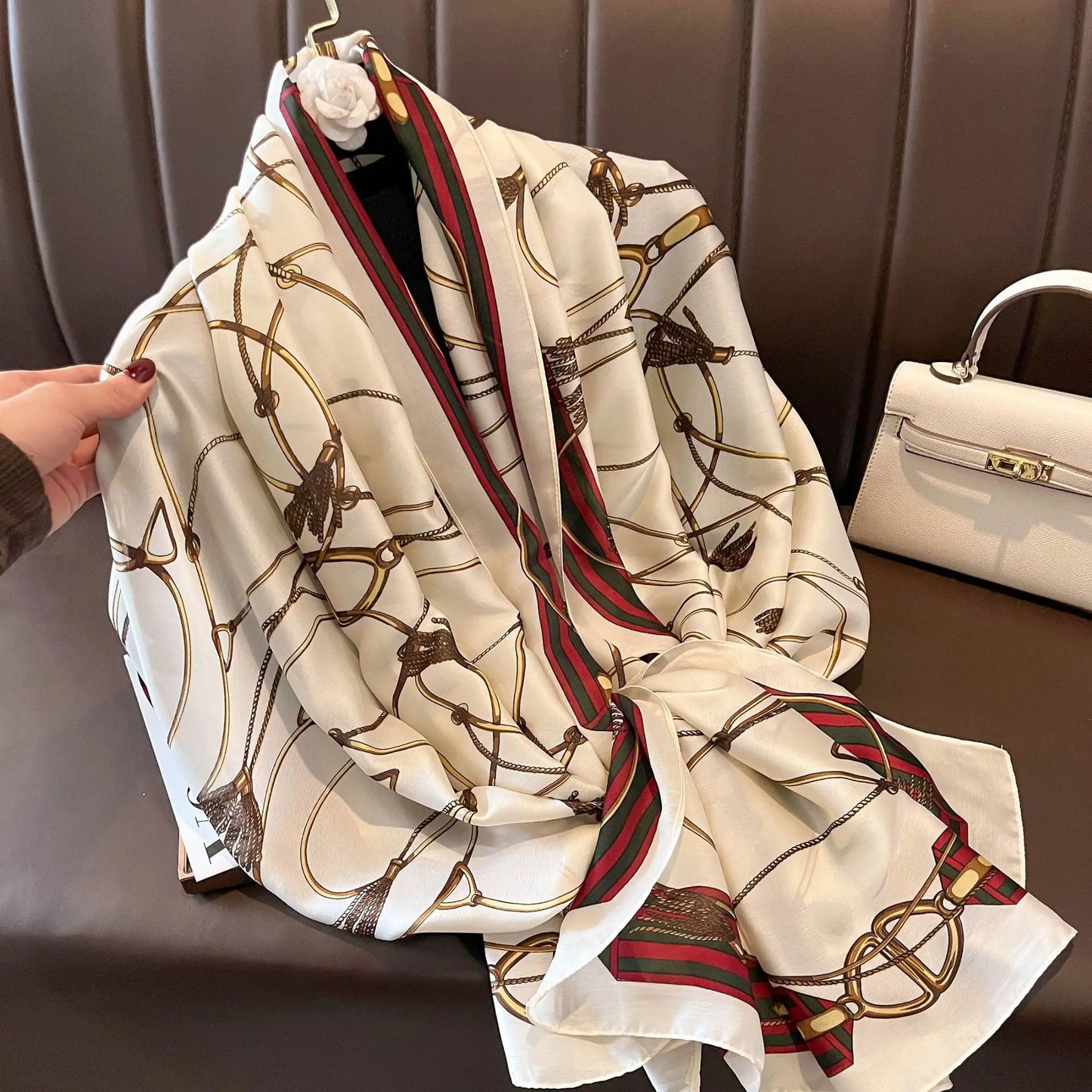 180*90cm Large Silk Satin Scarf Hijab Women Print Spring New Shawl Wrap Female Hand Foulard Pashmina Travel Echarpe 2022 NEW