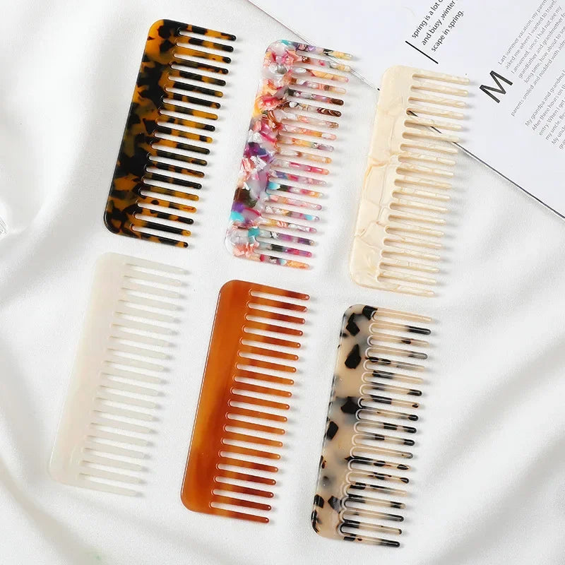 Acetate Hair Combs Wide Large Tooth Pocket Hair Comb Anti-static Hairdressing Tools Massage Hairbrush Colorful Hair Styling Tool