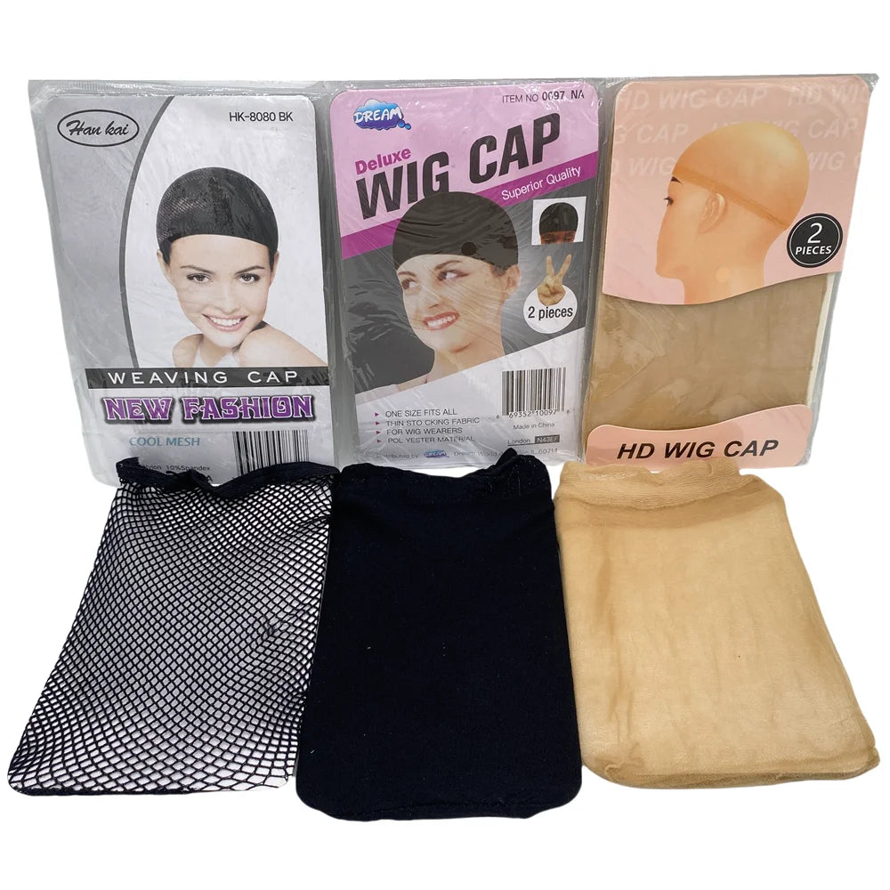 2 Pieces/pack Cheap Hair New Stocking Cap For Wigs Net For Wigs Bald Cap Nylon Stocking Wig Cap Stretchy