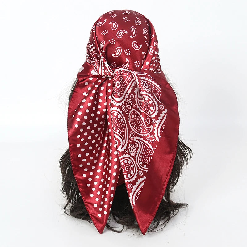 Foulard en soie Pour Femme, Hijab, Bandana, QuatureSaisons, Mode Chef, Accessoires pour cheveux, 90x90cm