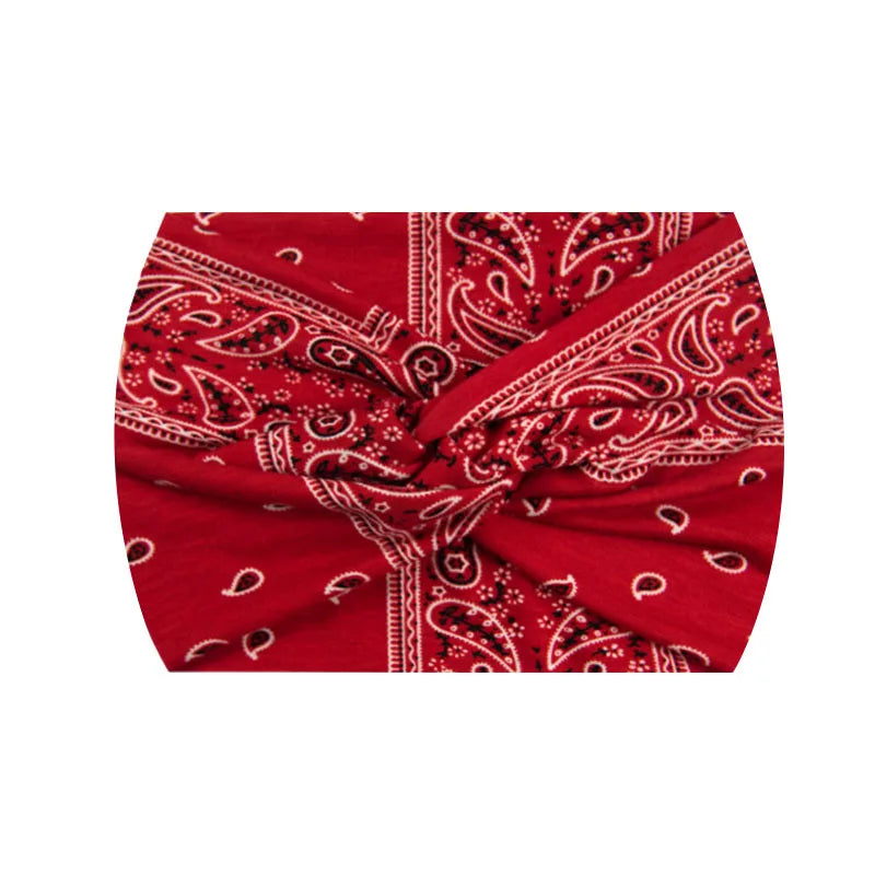 Boho Printed Wide Knotted Elastic Head Band Women Sports Soft Yoga Turban Bandana Head Wraps Bandeau Femme Pour Cheveux