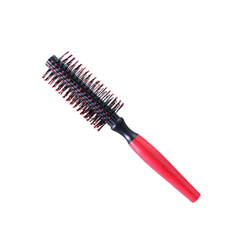 Professional Plastic Round Brush Comb Spiral Roller Curly Hair Combs Massager Hairbrush Dressing Salon Barber Comb Hairstyle red