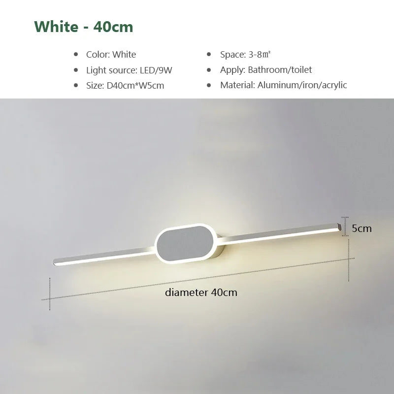 Modern Bathroom Wall Lamp Black White Aluminum LED Strip Bathroom Mirror Lamp Bathroom Bath Lamp Mirror LED Light Make Up Light