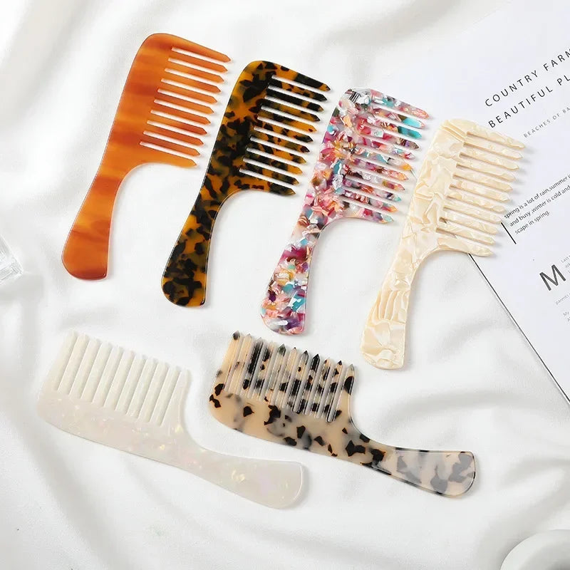 Hair Comb Wide Teeth Acetate Hairdressing Comb Anti-static Massage Hairbrush Colorful Hair Styling Tools Leopard Anti Static