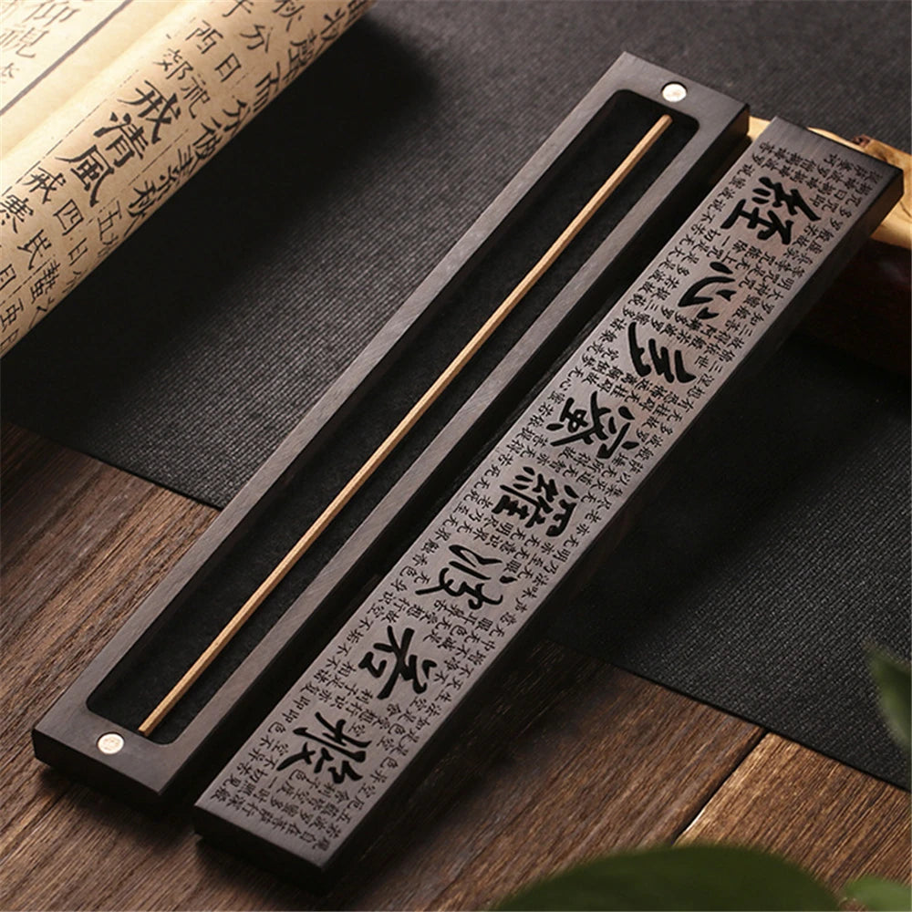 Joss Stick Box The Prajna Paramita Sutra Recumbent Incense Burner Line Incense Censer Vintage Sandalwood Scripture Ebony Wood