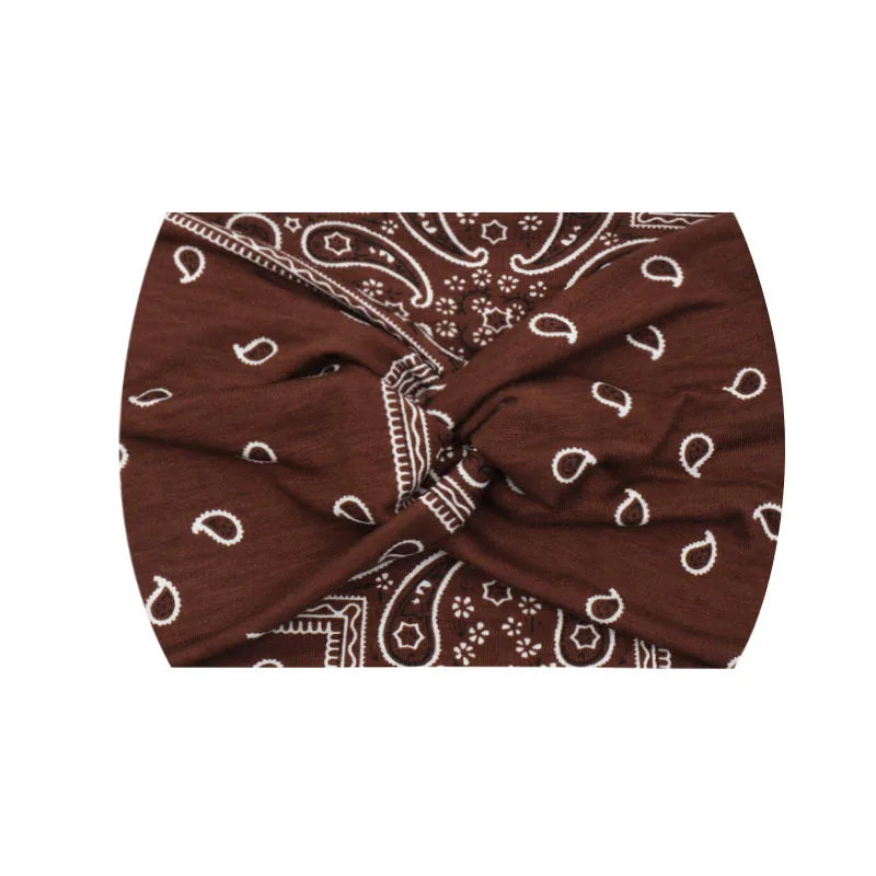 Boho Printed Wide Knotted Elastic Head Band Women Sports Soft Yoga Turban Bandana Head Wraps Bandeau Femme Pour Cheveux