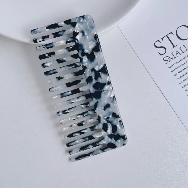 Wide Large Tooth Pocket Hair Comb Acetate Tortoise Shell Anti-static Handmade Marble Leopard Print Hairdressing Combs