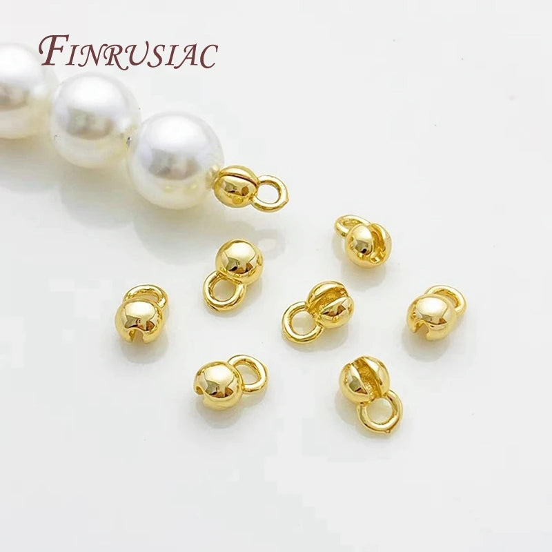 10/20 Pcs Clam Shell Bead Tip Ball Chain Connector DIY Bracelets Jewelry Making Supplies 18K Gold Plated Crimp End Bead Findings