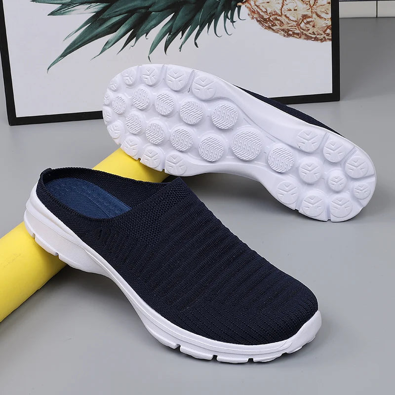 Men Slippers Summer Mesh Breathable Home Indoor Slippers Men Thick Bottom Slides Fashion Couple Walking Shoes Chanclas Hombre