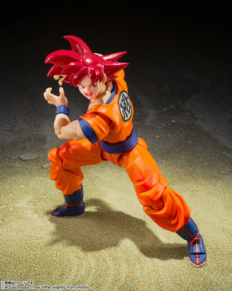 Original Dragon Ball Z S.H.Figuarts SUPER SAIYAN GOD SON GOKU Anime Toys GOD OF VIRUTE PVC SHF Action Figure Collector Doll 16CM