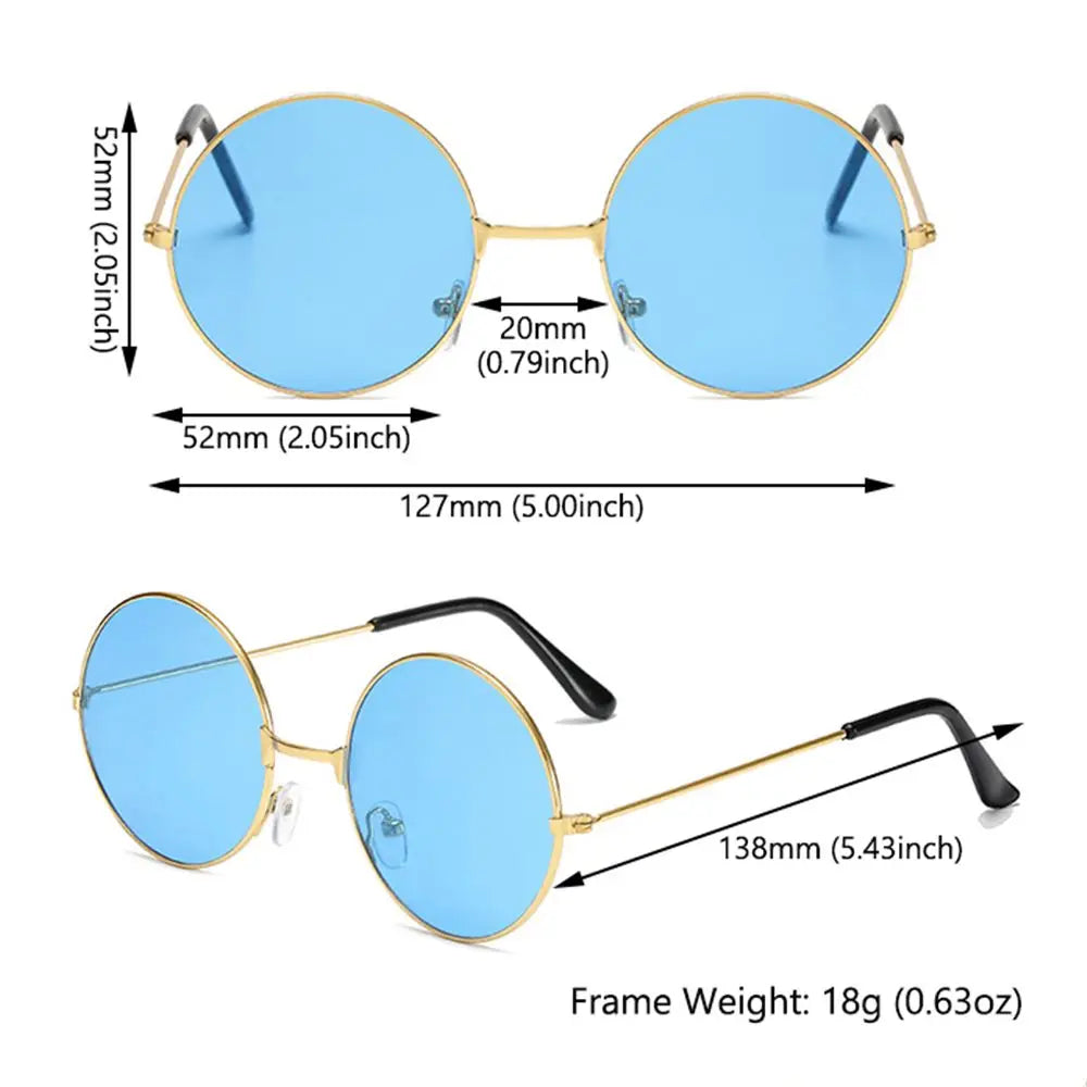 2022 Fashion Retro Round Hippie Sunglasses Circle Metal Sunglasses for Women Men Disco Party Glasses