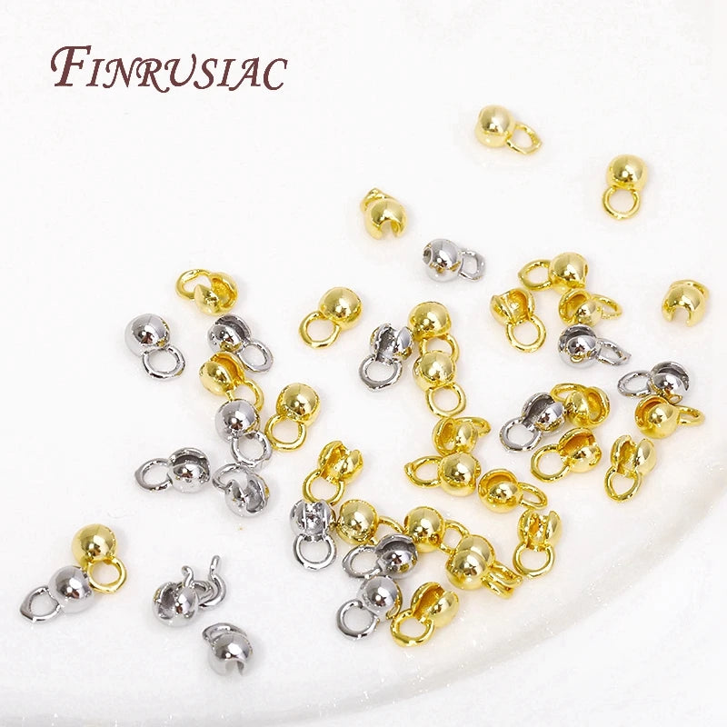 10/20 Pcs Clam Shell Bead Tip Ball Chain Connector DIY Bracelets Jewelry Making Supplies 18K Gold Plated Crimp End Bead Findings