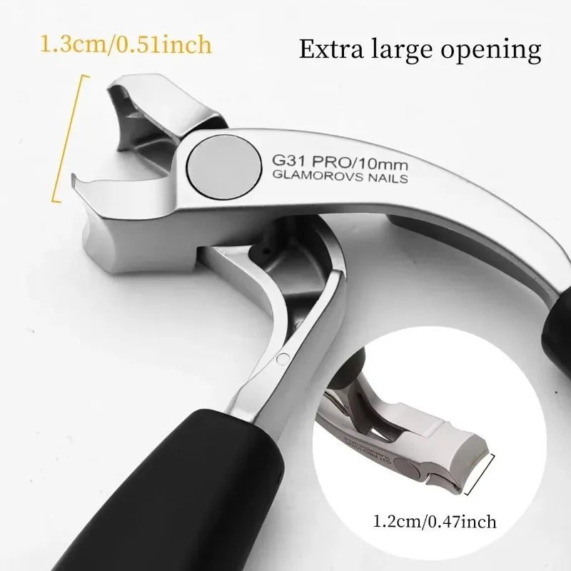 Curved Nail Clippers with Large Opening Three Times Anti-splash Storage Nail Clippers for The Elderly Thick Toenails Heavy Duty