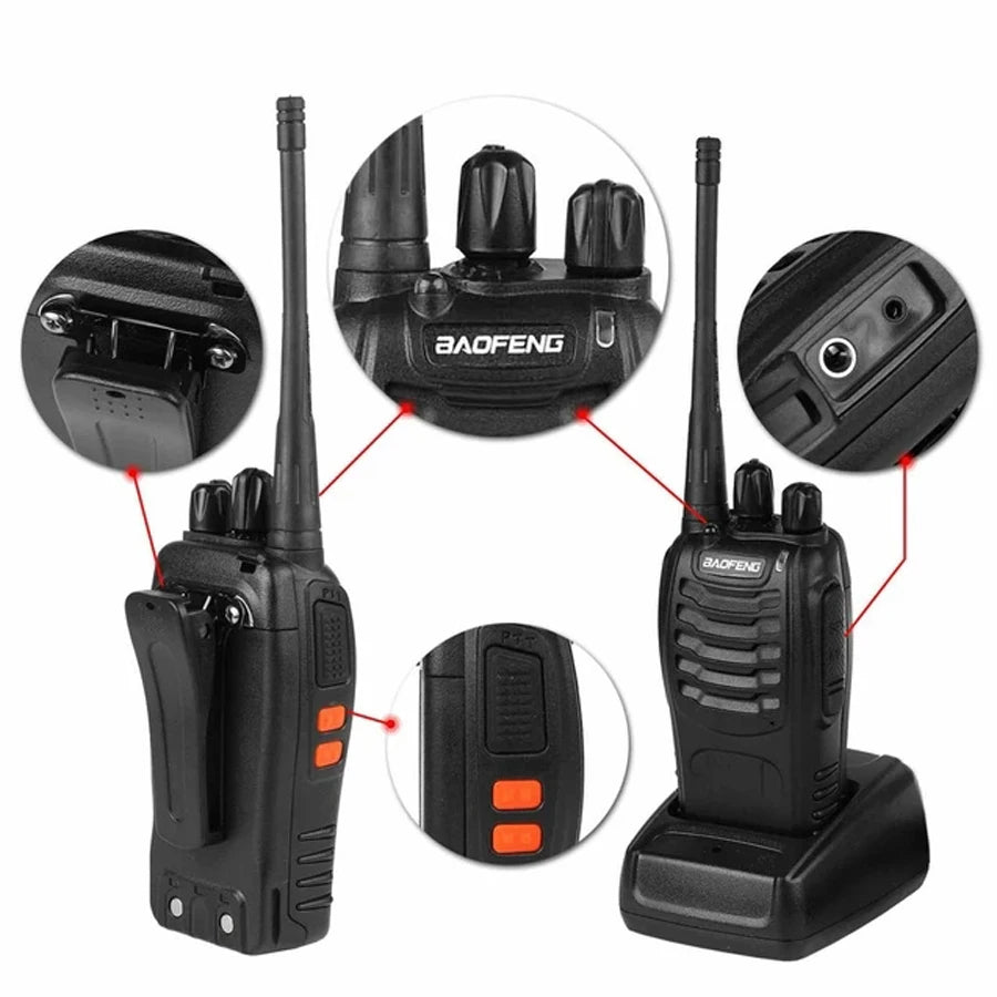 2Pcs/lot Baofeng BF-888S Walkie Talkie Frequency Long Range Portable UHF Ham Two Way Radio Receiver Transmitter Transceiver