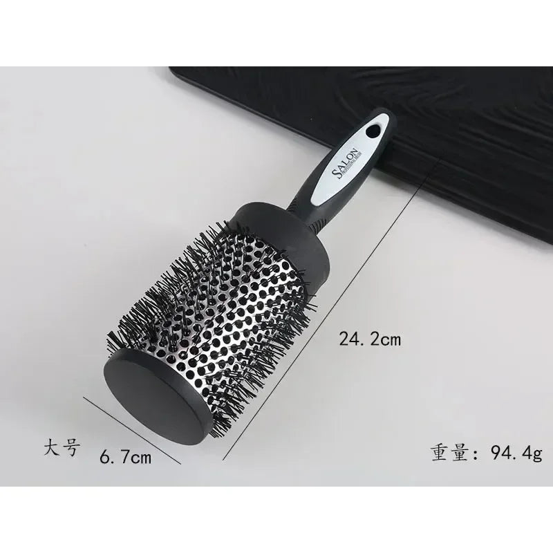 Hair Styling Hair Brush Nylon Comb Cylinder Curly Hair Rolling Comb Thermal Aluminum Tube Round Barrel Comb Curly Tool