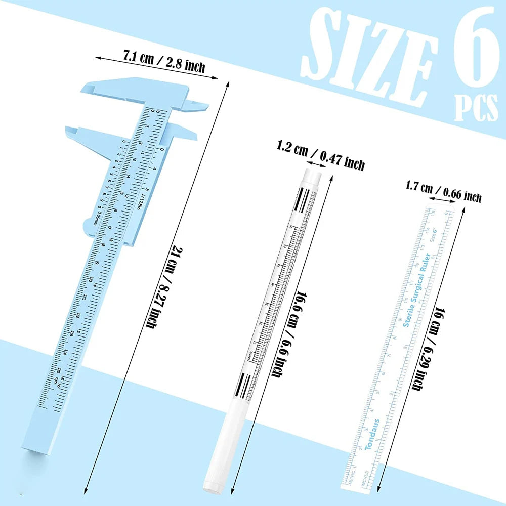 White Surgical Eyebrow Tattoo Skin Marker Pen Tattoo Marker Pen With Measuring Ruler Microblading Makeup Permanent Accesories