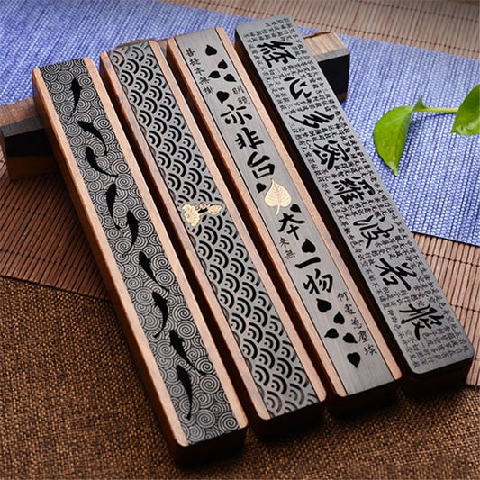 Joss Stick Box The Prajna Paramita Sutra Recumbent Incense Burner Line Incense Censer Vintage Sandalwood Scripture Ebony Wood